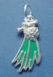 sterling silver pinecone and green enamel pine branch charm