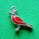 sterling silver 3-d cardinal charm - this side is red enamel epoxy