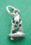 sterling silver christmas bell charm has holly design cut-out