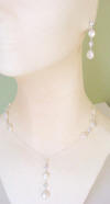 Multi coin pearl necklace and earrings jewelry set - beautiful for a bride.