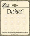 E'arrs Diskies are large flexible discs for the backs of earrings.