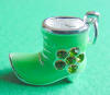sterling silver green enamel boot with green rhinestones charm