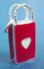 sterling silver red enamel shopping bag charm
