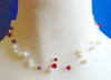triple-strand pearl and garnet crystal illusion bridesmaid necklace