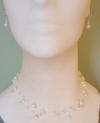 This bride wanted her illusion necklace to have more pearls than crystals - here is her 5-strand pearl and crystal illusion necklace and earrings wedding jewelry set