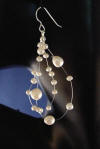 long 2-1/2" freshwater pearl sterling silver double-strand illusion wedding earrings
