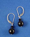 optional sterling silver bridesmaid's leverback earrings with Swarovski mystic black crystal pearls and jet crystals