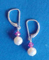 sterling silver leverback pearl and rose an crystal earrings