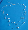 triple-strand pearl and lt sapphire crystal illusion necklace