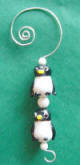 Handcrafted Sterling Silver Penguins Christmas Ornament Hanger