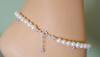 something blue bridal anklet with larger round pearls and blue crystal dangle