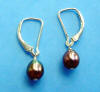black pearl leverback earrings