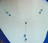 Handcrafted sterling silver freshwater pearl and capri blue crystal double lariat wedding necklace