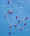 sterling silver red crystal drop bridesmaid jewelry set