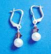sterling silver leverback pearl and crystal earrings