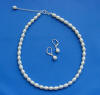 handcrafted sterling silver genuine cultured freshwater pearl necklace and sterling silver leverback earrings