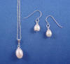 single pearl drop necklace and earrings bridesmaid jewelry set