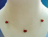 sterling silver three red rose drop necklace