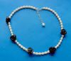 freshwater pearl black onyx roses necklace
