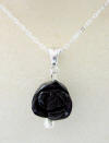 genuine handcarved black onyx rose with freshwater pearl accent sterling silver necklace pendant