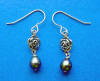 sterling silver frenchwire earrings withe rose bead and black freshwater pearls
