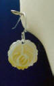 sterling silver frenchwire earrings with golden mother of pearl rose dangles
