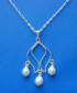 freshwater pearl sterling silver rosebud necklace and earrings
