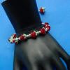 red rose lampwork beads sterling silver bracelet