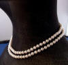side view of double-strand akoya pearl necklace