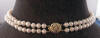 14k gold clasp on back of this double-strand akoya pearl necklace
