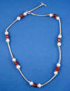 sterling silver faceted red onyx and freshwater pearl necklace