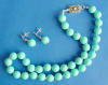 turquoise shell pearl necklace and earrings