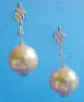 golden shell pearl sterling silver stud dangle earrings