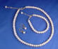our handcrafted classic freshwater pearl wedding jewelry necklace bracelet and earrings 3-piece jewelry set