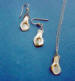 natural mother of pearl calla lily single drop necklace and earrings