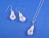 mother of pearl calla lily necklace and earrings