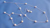 3-piece pearl station necklace, bracelet and earrings jewelry set - round white pearls ON the chain