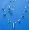 sterling silver and emerald green crystal station necklace and earrings bridesmaid jewelry set