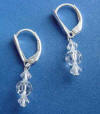 bridal earrings - sterling silver leverback earrings with clear crystals