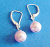 sterling silver pink crystal pearl leverback earrings