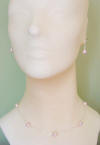 bridesmaid pink crystal pearl necklace and earrings jewerly set