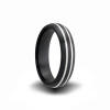 heavy stone rings (r) black zirconium with sterling silver inlay stripes
