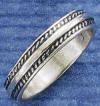 sterling silver 4mm wide with double antiqued ropes and high polish center wedding band