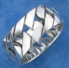 sterling silver 10mm wide herringbone wedding band