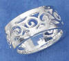 9mm wide high polish finish open filigree design sterling silver wedding band
