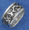 sterling silver 11mm wide tribal design with antiqued background sterling silver wedding band