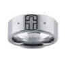 stainless steel wedding band with cross and diamonds