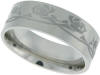 eco-friendly 9mm wide stainless steel rose tribal pattern design wedding band ring