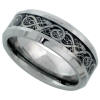 celtic dragon with black finish background tungsten carbide wedding ring