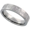 5mm, or 3/16 inches, wide stainless steel wedding band engraved i am my beloveds and my beloved is mine